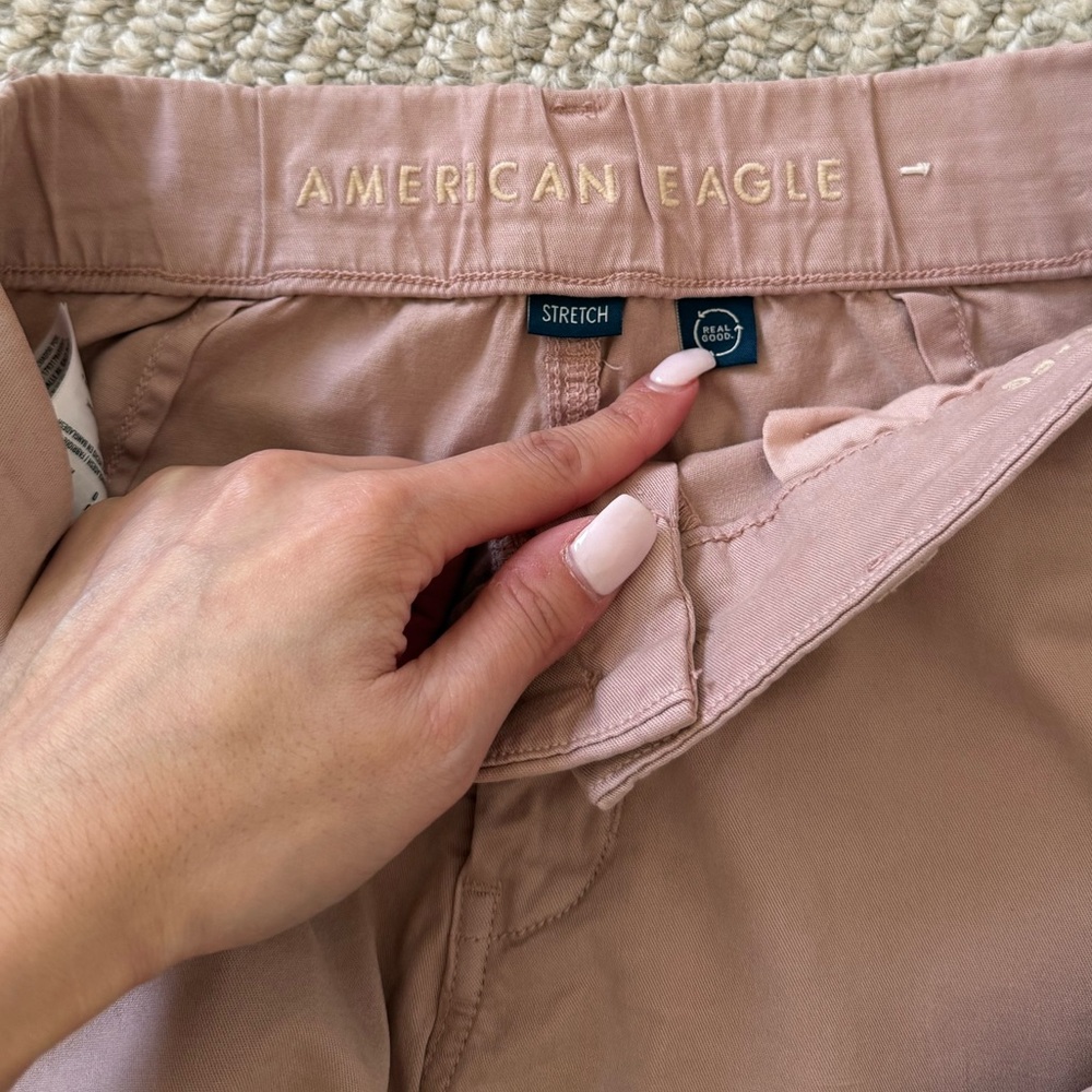 American Eagle Pink Mid-Rise Baggy Wide Leg Pants - Picture 5 of 7
